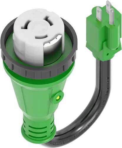 Vista 9 de RVGUARD Cable adaptador RV de 50 amperios a 110 voltios con conector de bloqueo de 135 grados, adaptador de corriente eléctrica NEMA 5-15P a NEMA
