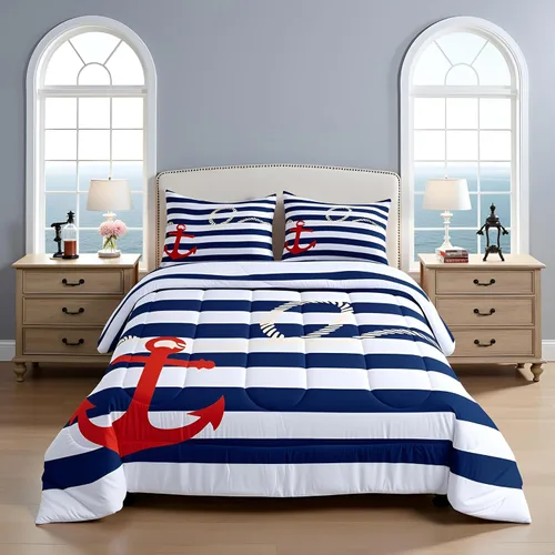 Vista 43 de Juego de edredón Lake Home Camper tamaño King, juego de ropa de cama náutica con ancla para niños, niñas, niños, adultos, decoración de dormitorio