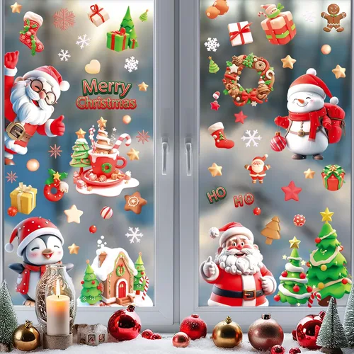 Vista 6 de Adhesivos navideños y calcomanías de Navidad para decoración de ventanas