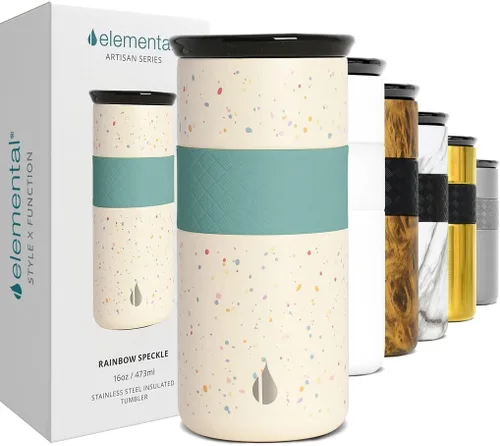 Vista 15 de Elemental Artisan Vaso Térmico Aislado, Taza de Viaje para Café de Triple Pared, Vaso Térmico de Café Reutilizable de Acero Inoxidable con Tapa