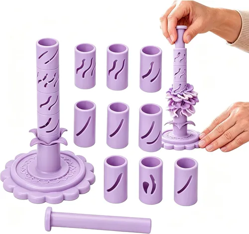 Vista 9 de Modular Clay Bloom Maker DIY, 9 Shaping Sleeves - Flower Craft Tool Blue