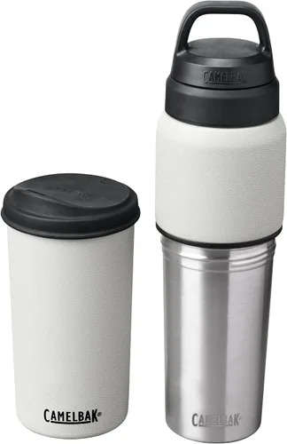 Vista 5 de CamelBak MultiBev - Botella de agua con aislamiento de acero inoxidable y taza de viaje Blanco