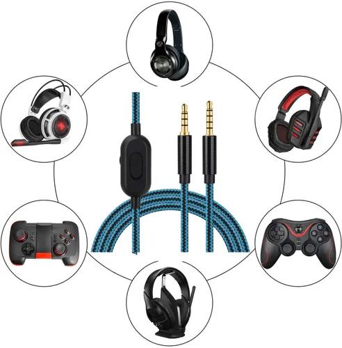 Vista 2 de Cable de audio de repuesto para auriculares Astro A10 A30 A40 A50 con control de volumen y función de silencio en línea, cable trenzado de nailon