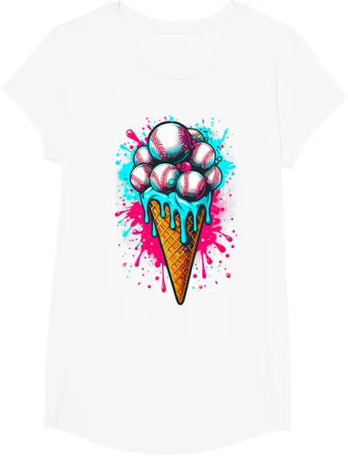 Vista 17 de Camiseta de béisbol de acuarela de helado de béisbol