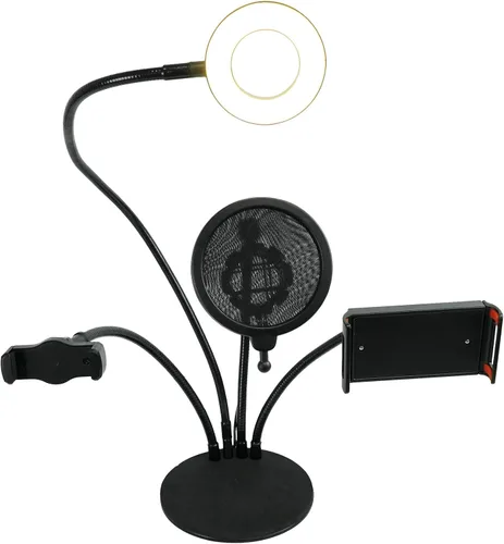 Vista 6 de LIVESHOW4LTM Social Media YouTube Streaming Selfie Light+Teléfono+Mic+Tablet Holder