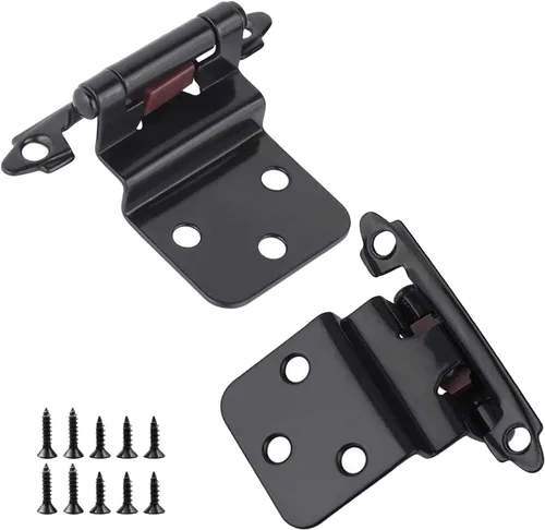 Vista 8 de Bisagras para puertas de gabinete de cocina de 3/8 pulgadas, paquete de 4 pares de bisagras de gabinete semiocultas negras, bisagras de puerta