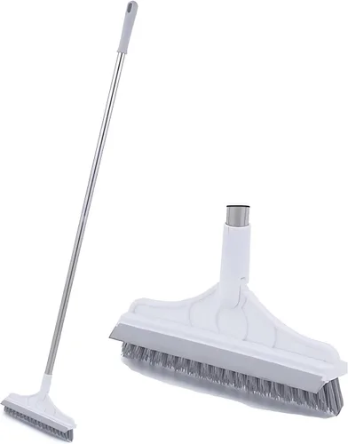 Vista 10 de Cepillo de limpieza 2 en 1 con mango largo resistente, potente cepillo de ducha y raspador 2 en 1 con rascador suave, cepillo de cerdas