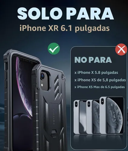 Vista 2 de FNTCASE Funda para iPhone XR, con protector de pantalla integrado, soporte Negro