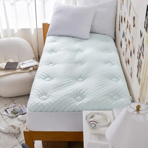 Vista 12 de Hansleep - Cubrecolchón de espuma viscoelástica tamaño individual Viscose Derived from Bamboo, Twin Size Mattress Pad Cover for Back Pain Relief