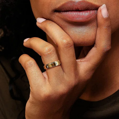 Vista 5 de Kainier Anillos de ansiedad chapados en oro de 14 quilates, piedras de circonita cúbica, anillos giratorios para mujeres y hombres, anillos