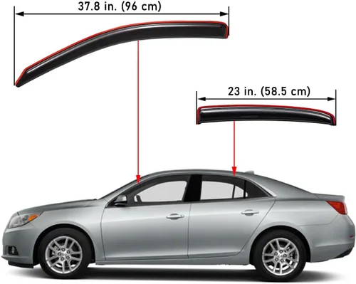 Vista 2 de Lightronic Visera de ventana de ventilación automática con clip extra duradero, compatible con Chevrolet Malibu 2013-2015, Malibu Limited 2016