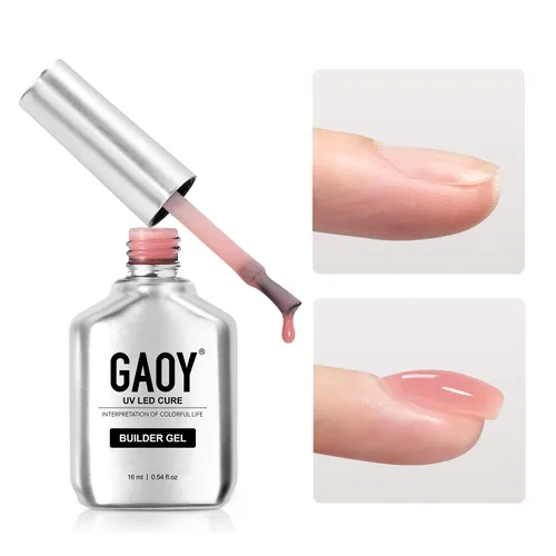 Vista 12 de GAOY - Gel de construcción para uñas, fortalecedor de uñas de 16ml en una botella, gel duro para extensión de uñas, esmalte de uñas de secado al UV