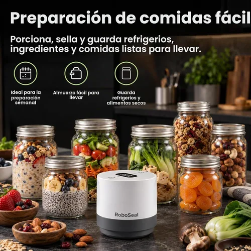 Vista 2 de Roboseal - Kit de sellado al vacío eléctrico para tarros Mason con 50 tapas