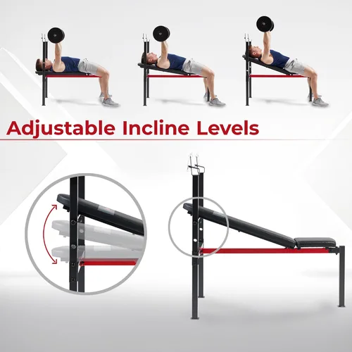 Vista 3 de Sunny Health & Fitness Weight Bench & Squat Rack for Strength Training