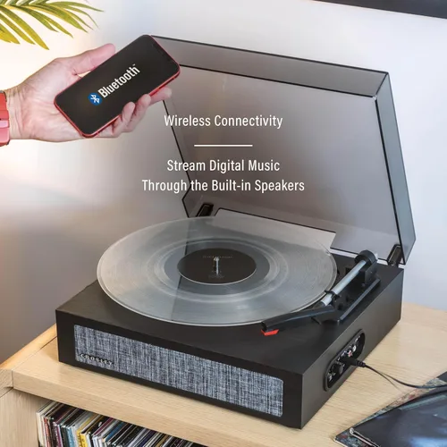 Vista 3 de Crosley CR6042A-BK Scout - Tocadiscos Bluetooth de 3 velocidades con altavoces integrados, color negro
