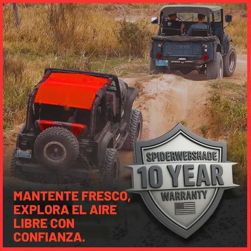 Vista 6 de Malla para sombra SPIDERWEBSHADE para Jeep Wrangler con protección UV, accesorio hecho en EE.UU., TJ (1997-2006), Negro