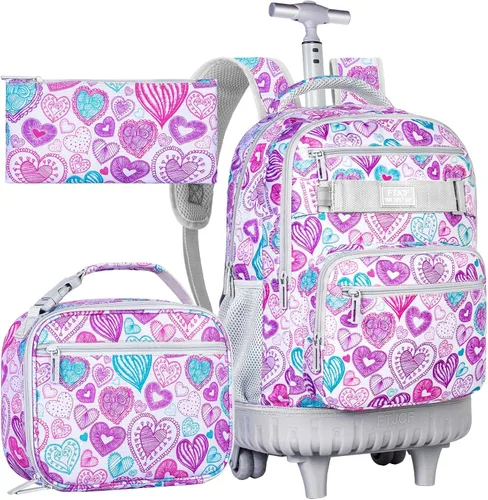 Vista 12 de 3 piezas de mochila rodante para mujeres y hombres, bolsa de 21 pulgadas para adultos con ruedas, juego de mochilas con ruedas para niñas y niños
