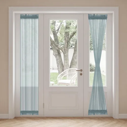 Vista 26 de H. Versailtex Lino Natural y Poly semi-láminas Premium suaves y ricos materiales paneles de cortina con abrazadera ajustable para patio Gris