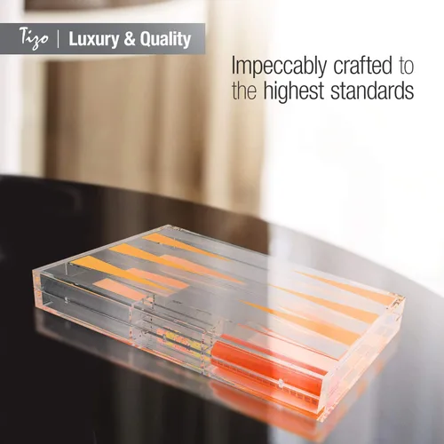 Vista 4 de TIZO Elegante juego de backgammon de Lucite negro de 18 pulgadas, chips de Lucite y tazas con cierre magnético, decoración elegante y práctica
