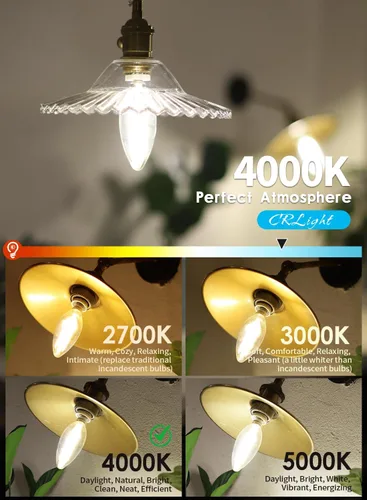 Vista 3 de Dimmable 8W 4000K Neutral White E12 LED Candelabra Bulb, 6 Pack
