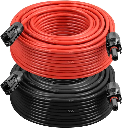Vista 8 de XRDS -RF Cable de extensión solar 8AWG 3FT paquete de 2 unidades (rojo + negro), cable fotovoltaico con conectores solares macho/hembra, cable
