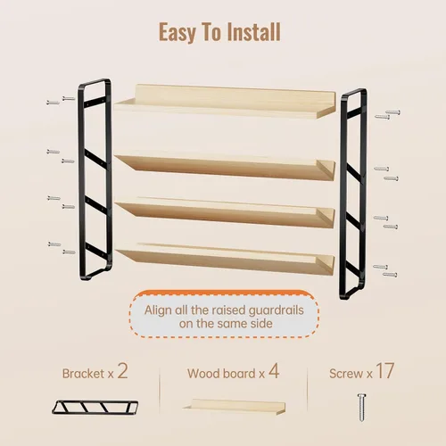 Vista 8 de MUDEELA Organizador de especias de 4 niveles para gabinete, estante vertical de madera para especias, organizador de condimentos para encimera, Negro