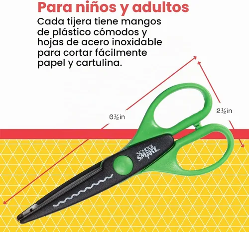 Vista 6 de School Smart Juego de tijeras para bordear papel con soporte, diseños surtidos, paquete de 24