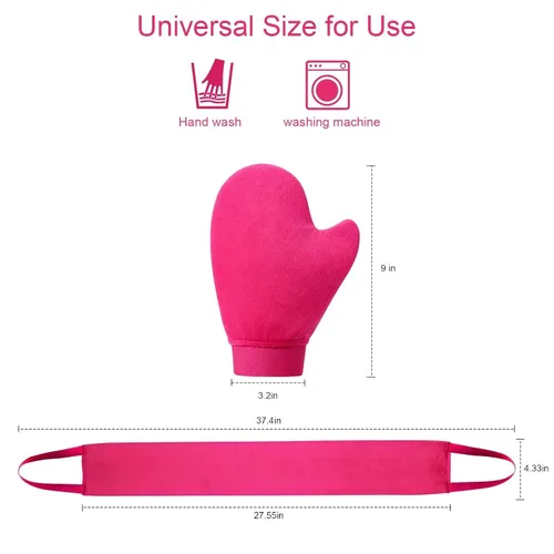 Vista 6 de Juego de aplicador de manopla autobronceadora para espalda, manopla de bronceado impermeable de primera calidad para un bronceado impecable sin sol