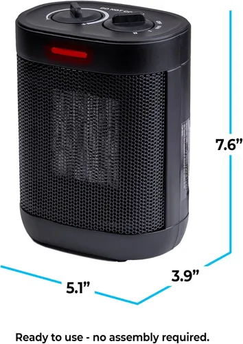 Vista 8 de Comfort Zone Calentador eléctrico compacto para uso en interiores, calentador de cerámica PTC forzado por ventilador de 1500 W con termostato