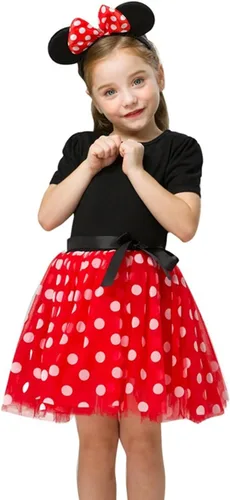 Vista 2 de Nileafes - Disfraz de princesa Mini Mouse para niñas pequeñas, para fiesta de cumpleaños