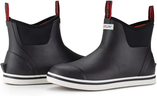 Vista 5 de SUREWAY Botas de cubierta profesionales antideslizantes para pesca y tobillo para hombre, botas de lluvia impermeables