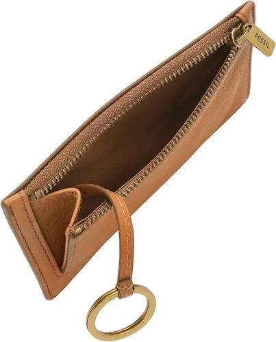 Vista 3 de Fossil Cartera Logan de piel para tarjetas para mujer, cartera con llavero