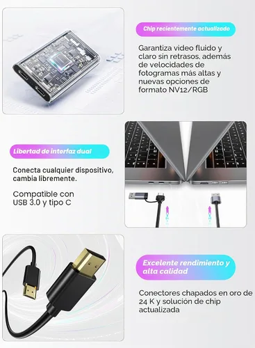 Vista 7 de XIIXMASK Tarjeta de captura HDMI USB 3.0, captura 4K60FPS con paso a través Gris