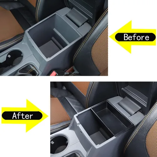 Vista 2 de Para Ford Ranger EVEREST 2019 2020 2021 2022 caja de reposabrazos, caja de almacenamiento central, bandeja organizadora accesorios