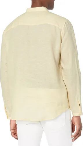 Vista 2 de Cubavera Camisa Popover de lino de manga larga para hombre con 2 piezas Tucks