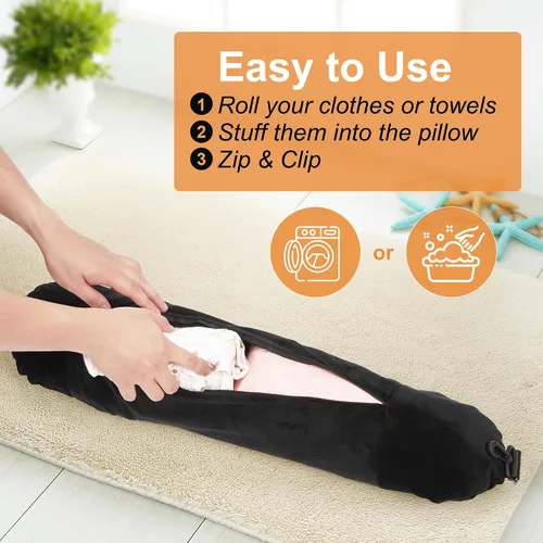Vista 5 de Almohada de cuello de viaje rellenable con ropa, almohada cervical suave para dormir, almohada rellena para viajes, avión y hogar, lavable