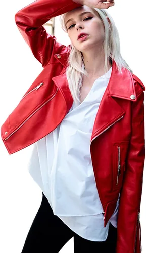 Vista 2 de LY VAREY LIN Chaquetas de piel sintética con cremallera para mujer
