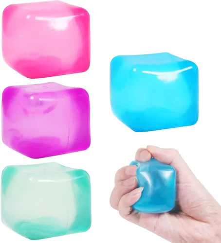 Vista 16 de 2 paquetes de cubos de estrés, pelotas de estrés flexibles para adultos y niños, juguete para aliviar la ansiedad, forma cuadrada con relleno