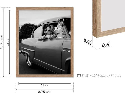 Vista 3 de Póster de arte de moda de Poster Master - Mujer en impresión de auto clásico - Arte en blanco y negro - Arte fotográfico - Arte de autos - Arte