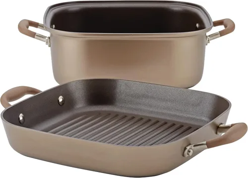 Vista 8 de Anolon Advanced - Sartén antiadherente anodizada dura para parrilla, plancha y tostadora, 11 pulgadas, color marrón