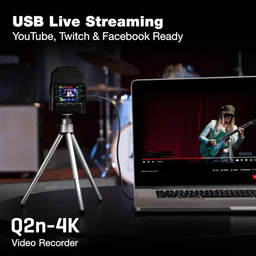 Vista 6 de Zoom Grabadora de video Q2n-4K para música, podcasts y transmisión con video 4K, micrófonos estéreo, modo de cámara web 4k/30p Video, 150 Degree