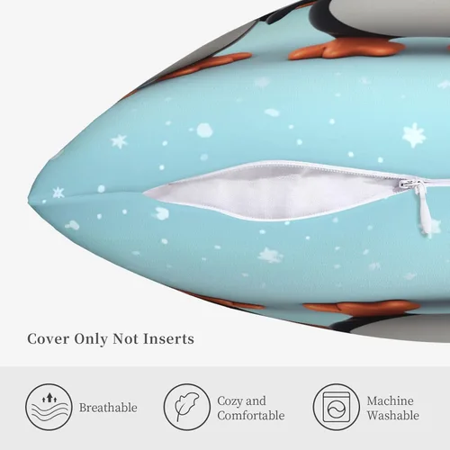 Vista 5 de Fundas de almohada decorativas rústicas con bonitos pingüinos de 18 x 18 pulgadas, funda de almohada suave cuadrada para decoración de sofá