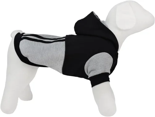Vista 2 de Ropa de lujo para mascotas; Sudadera deportiva negra con capucha; ropa cálida para mascotas