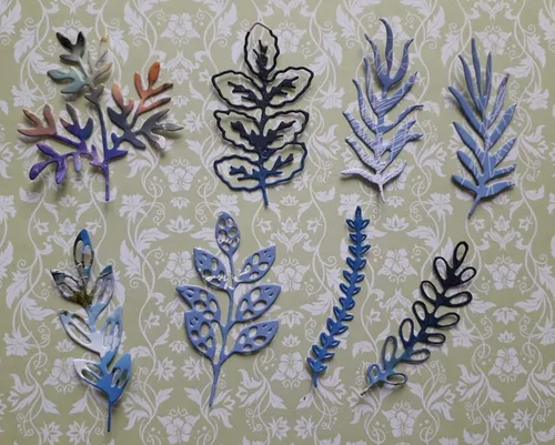 Vista 6 de Juego de 8 troqueles de hoja de metal, varias hojas de corte de flores, plantillas de corte para manualidades, álbumes de recortes, álbumes