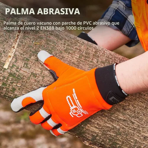 Vista 5 de Vgo... Guantes de cuero para motosierra, protección de sierra izquierda