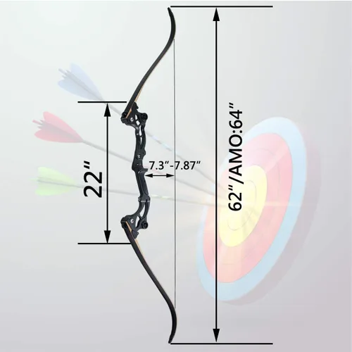 Vista 3 de SinoArt 64 "Takedown Recurve Bow Metal Riser 30-60Lbs diestro para tiro con arco caza