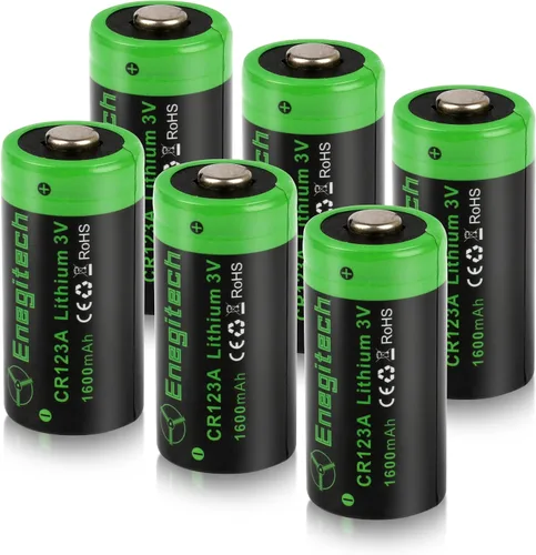 Vista 8 de Enegitech CR123A - Batería de litio de 3 V, 123 baterías de litio de 3 voltios, 1600 mAh para detector de humo inteligente, alarma de incendios