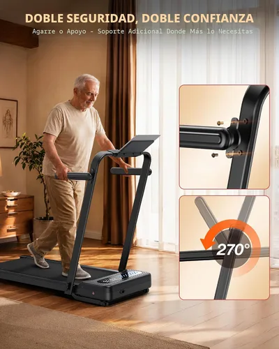 Vista 3 de WELLFIT Auto Incline Walking Pad with Handle Bar, Under Desk Treadmill