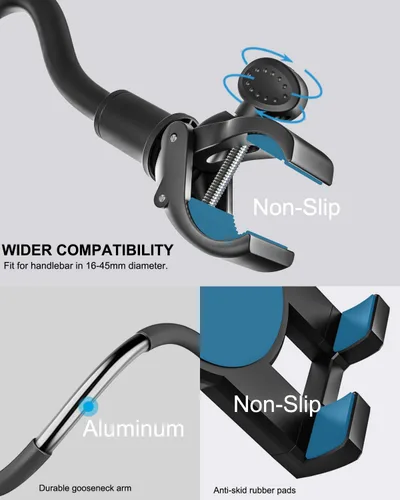 Vista 7 de Peloton - Soporte para tableta de cuello de cisne para bicicleta giratoria, soporte para manubrio de bicicleta estática para bicicleta estacionaria