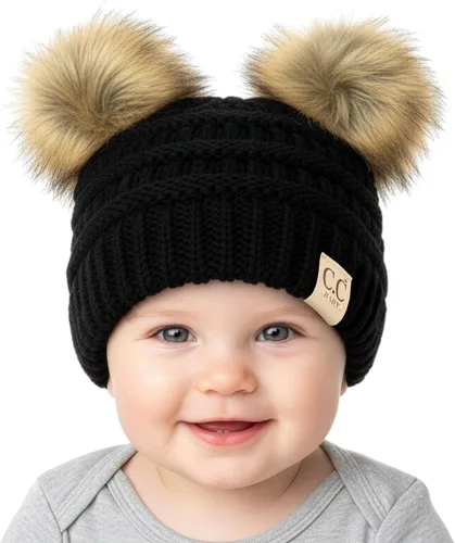 Vista 32 de Funky Junque Gorro de invierno con doble pompón para bebé de 0 a 12 meses, bonito gorro de punto acogedor para clima frío Patrón de tejido